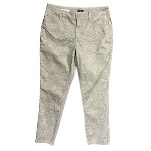 NYDJ Clarissa‎ Ankle Jeans 10 Grey Blue Paisley Slim Mid Rise Stretch Lift Tuck